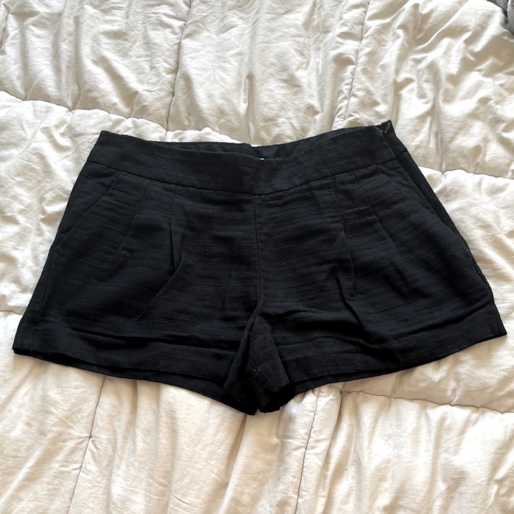 J CREW Mini Pleated Linen Shorts (in Black - Size 8)
